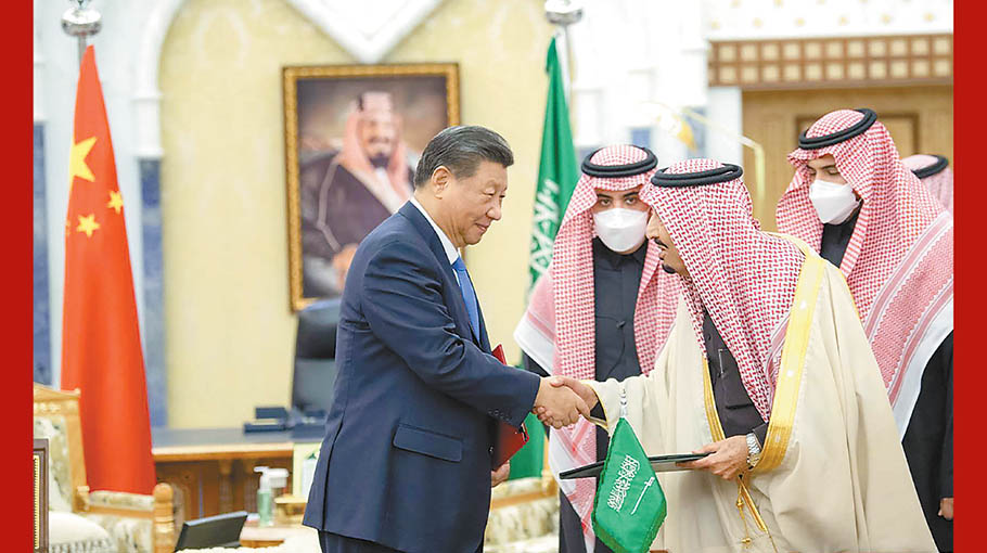 Chinese President Xi Jinping meets with King Salman bin Abdulaziz Al Saud of Saudi Arabia at Riyadh’s al-Yamamah Palace in Saudi Arabia on December 8, 2022. Photo: Xinhua Photo: Xinhua