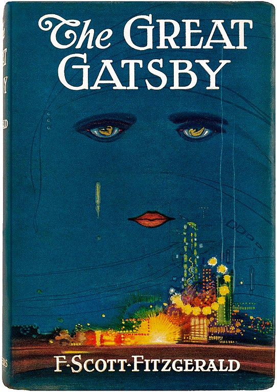 A digitally retouched version of the first edition cover of The Great Gatsby.