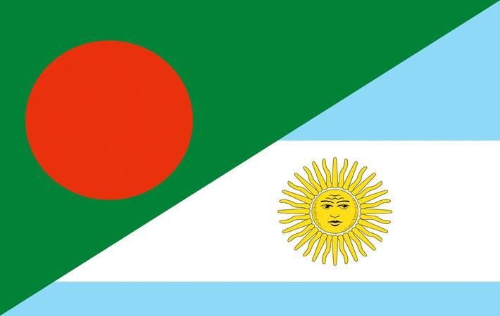 Collage of National Flags of Bangladesh and Argentina