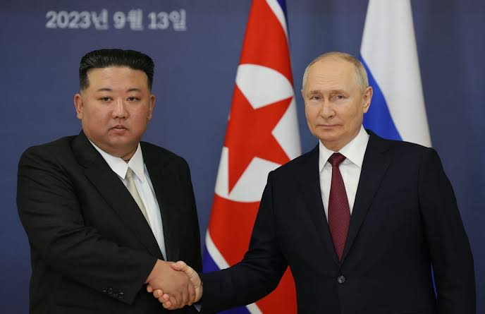 Vladimir Putin and Kim Jong-un in 2023