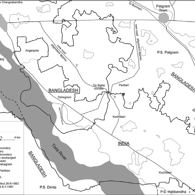 দহগ্রাম, পাটগ্রাম এবং তিনবিঘা করিডোর | Map by Brendan Whyte