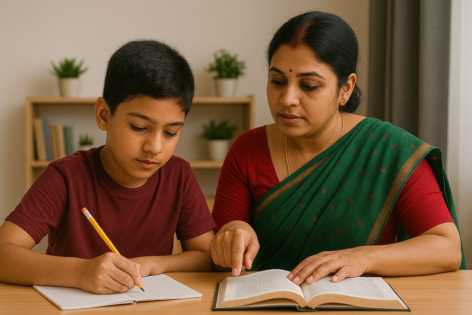একজন ছাত্র টিউশনে পাঠ নিচ্ছে একান্ত পরিবেশে।